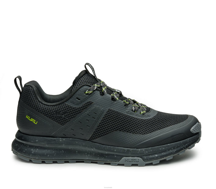Kuru Shoes Jet Black/K U R U Green Men ATOM TRAIL 84BZ145