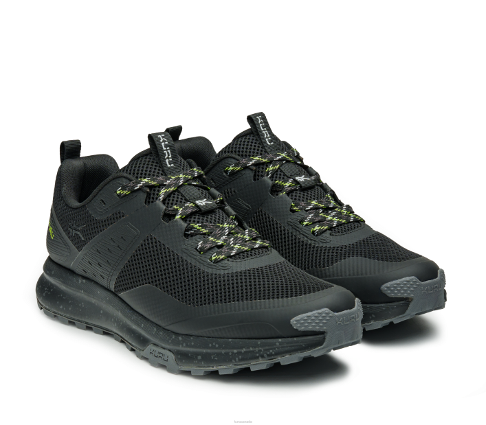 Kuru Shoes Jet Black/K U R U Green Men ATOM TRAIL 84BZ145