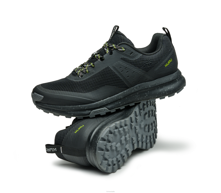 Kuru Shoes Jet Black/K U R U Green Men ATOM TRAIL 84BZ145