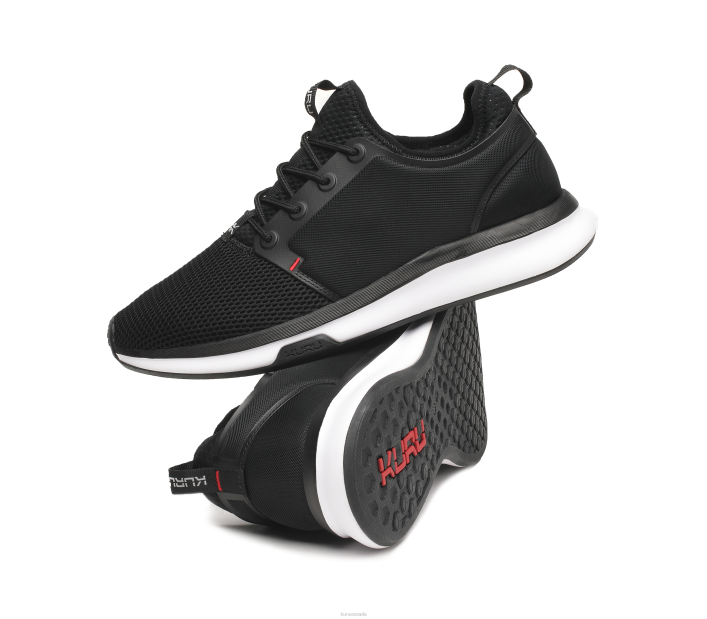 Kuru Shoes Jet Black/White/Fire Red Men ATOM 84BZ157