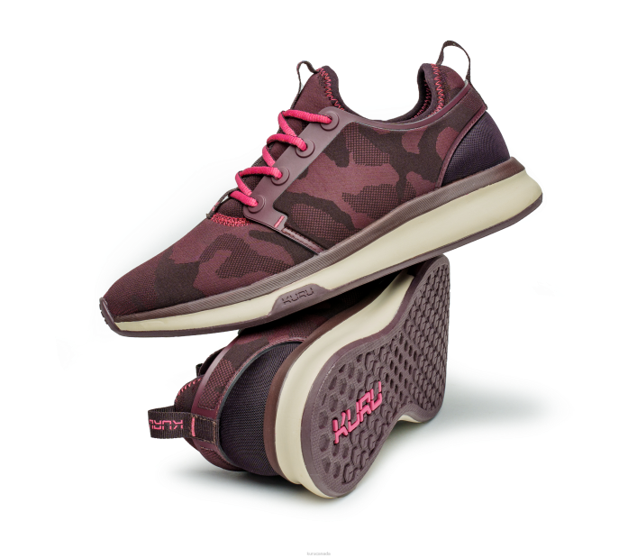 Kuru Shoes Camo Wine/Pink Sorbet Women ATOM WIDE 84BZ60