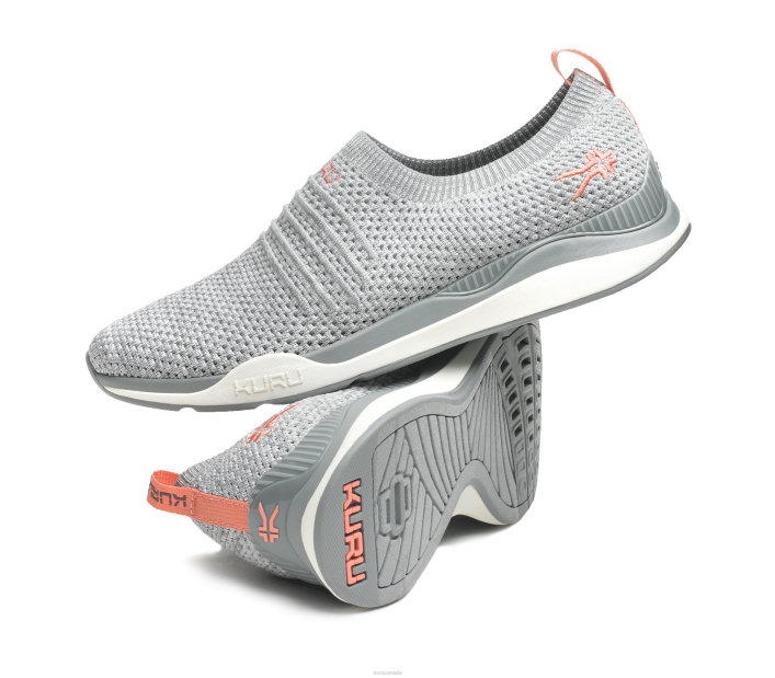 Kuru Shoes Heather Gray/White/Peach Pink Women STRIDE 84BZ70