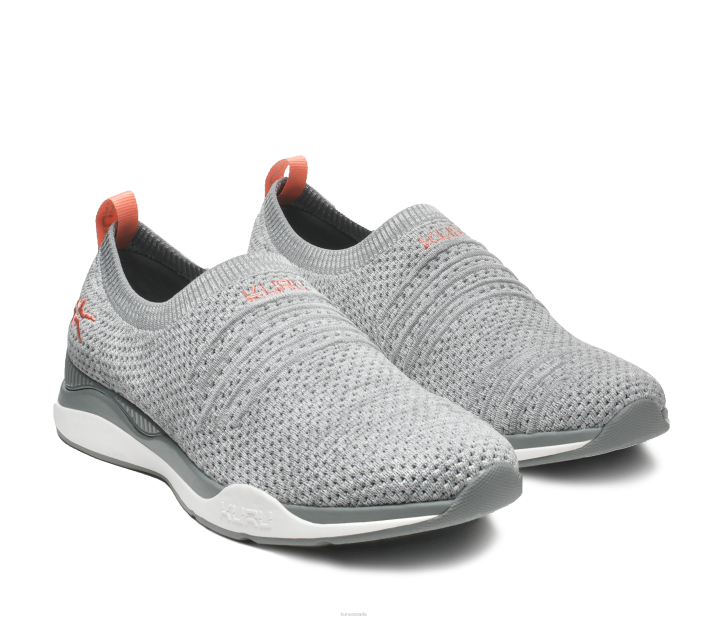 Kuru Shoes Heather Gray/White/Peach Pink Women STRIDE WIDE 84BZ91