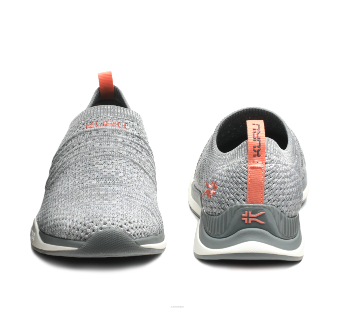 Kuru Shoes Heather Gray/White/Peach Pink Women STRIDE WIDE 84BZ91