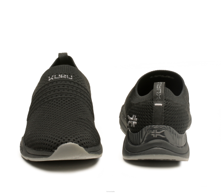 Kuru Shoes Jet Black/Slate Gray Women STRIDE WIDE 84BZ95