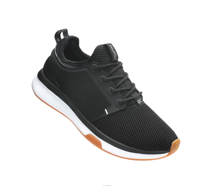 Kuru Shoes Jet Black/White/Gum Women ATOM WIDE 84BZ54