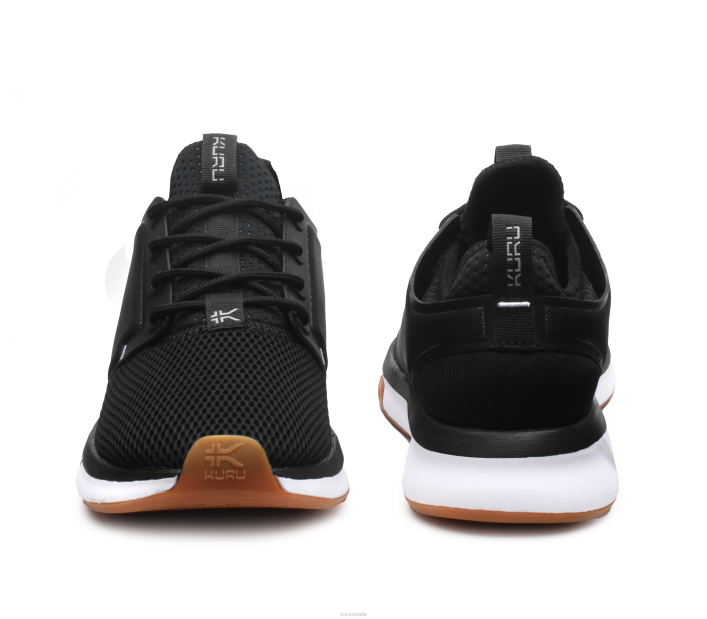 Kuru Shoes Jet Black/White/Gum Women ATOM WIDE 84BZ54